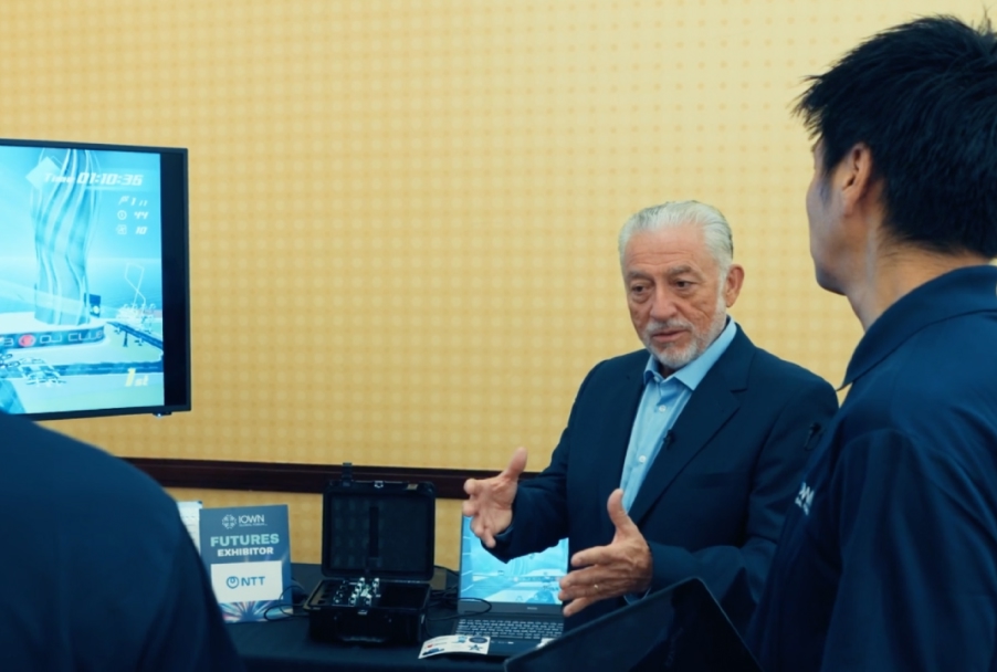 Vito Mabrucco, NTT brand evangelist, checking the demo of Project Humanity