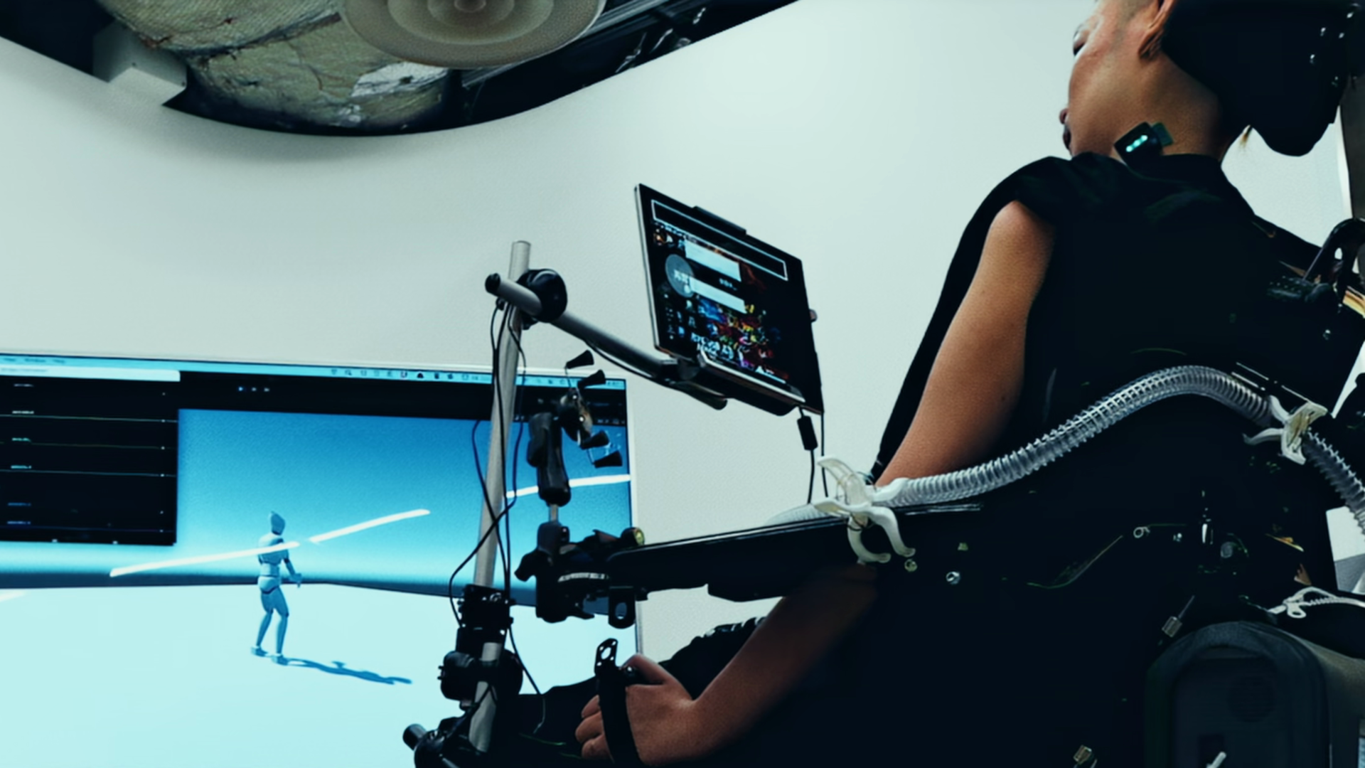 DJ MASA interacting with our EMG-based avatar control interface